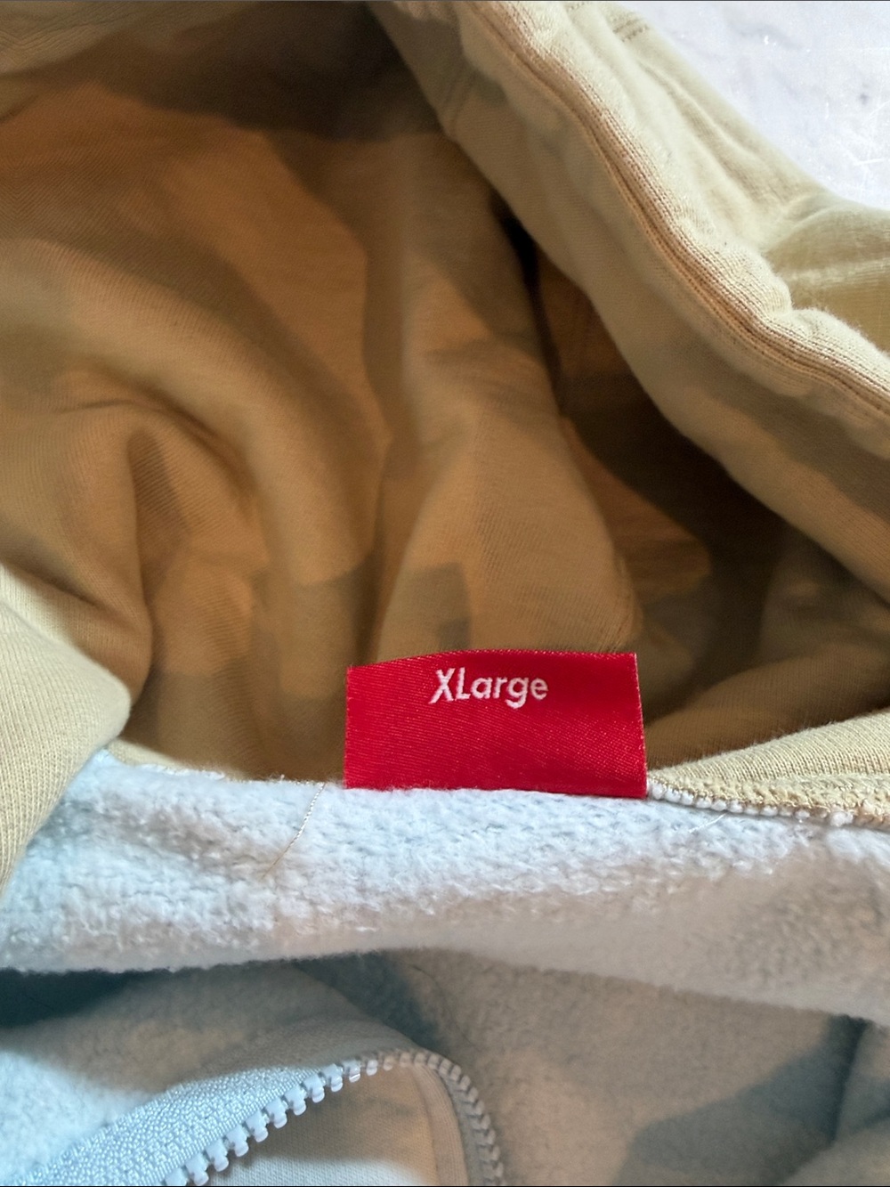 Supreme Pale Blue & Beige Colorblock Zip Hoodie with Embossed Logos - Picture 7 of 9
